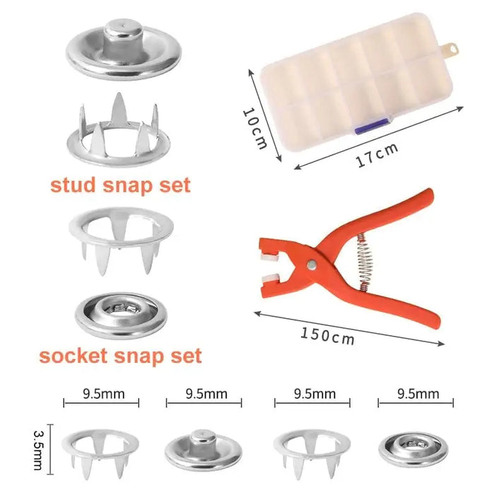 Metal Snap Buttons - With Fastener Pliers Tool Kit