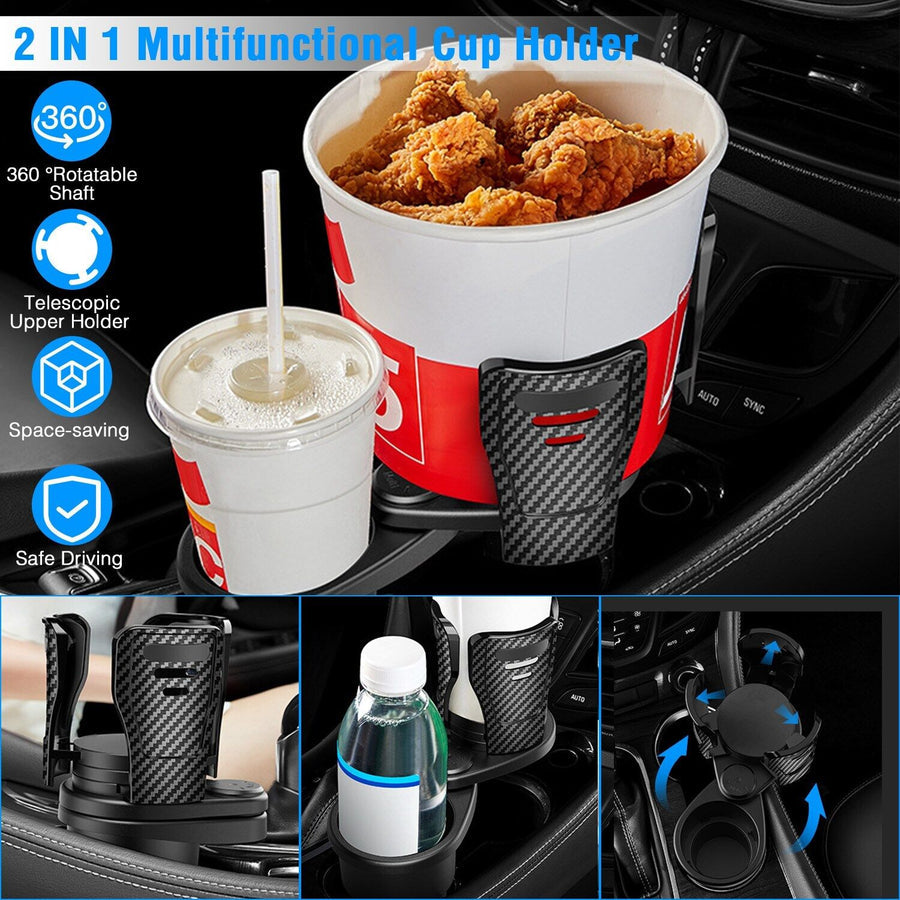 2 in 1 Multifunctional Car Drink Cup Glass Holder - 360° Rotatable